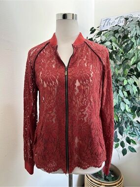 Fair Child Rusty Orange Lace Zip Up Iacket